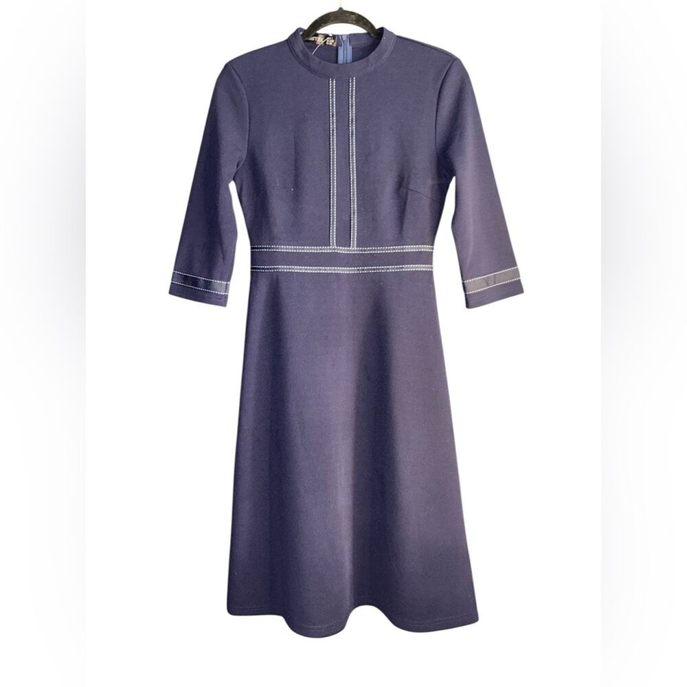 Elegant Navy Blue Women's Dress HomeYee size 6 - Picture 5 of 10